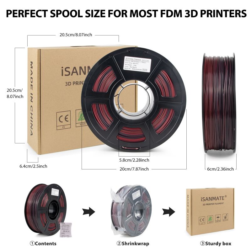 iSANMATE Red-Black ASA Gradient filament 1.75mm 1kg roll