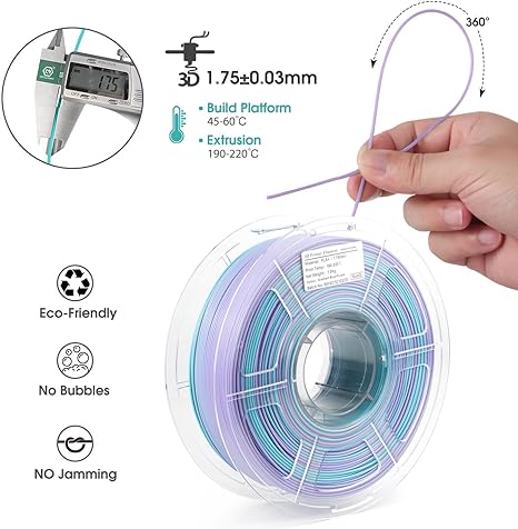 iSANMATE PLA+ BLUISH GREEN - PURPLE MATTE GRADIENT 1.75mm Filament 1kg roll