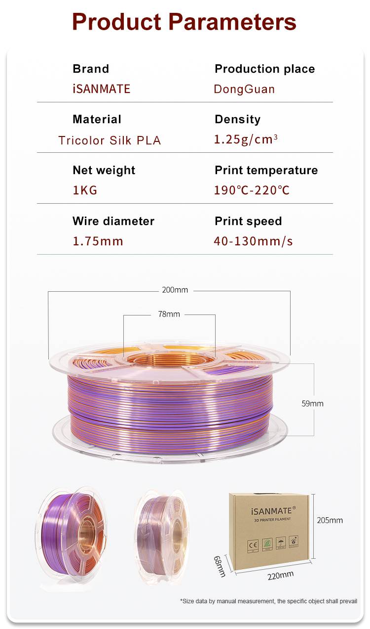 iSANMATE  Silk Gold-Purple-Copper Pla multi colour 1.75mm Filament 1kg roll