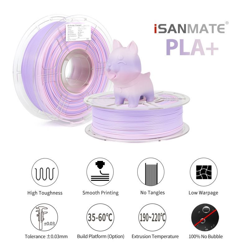 iSANMATE PLA+ ICE CREAM MATTE GRADIENT 1.75mm Filament 1kg roll