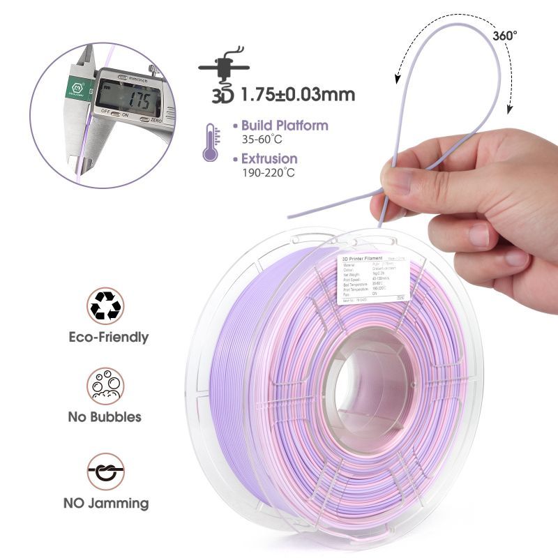 iSANMATE PLA+ ICE CREAM MATTE GRADIENT 1.75mm Filament 1kg roll