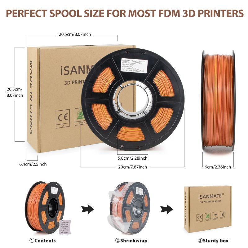 iSANMATE Yellow-Orange-Brown ASA Gradient filament 1.75mm 1kg roll