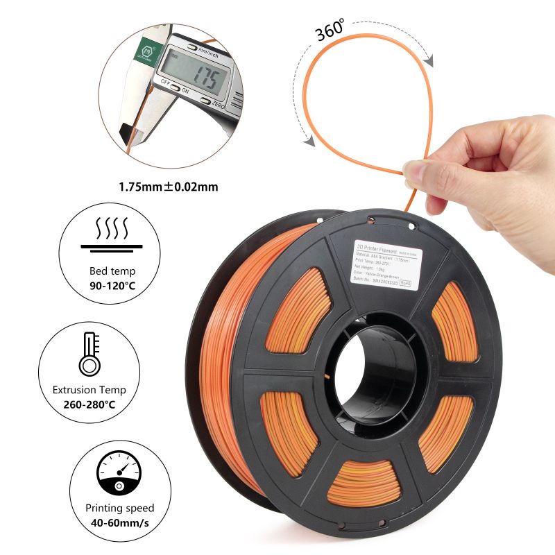 iSANMATE Yellow-Orange-Brown ASA Gradient filament 1.75mm 1kg roll
