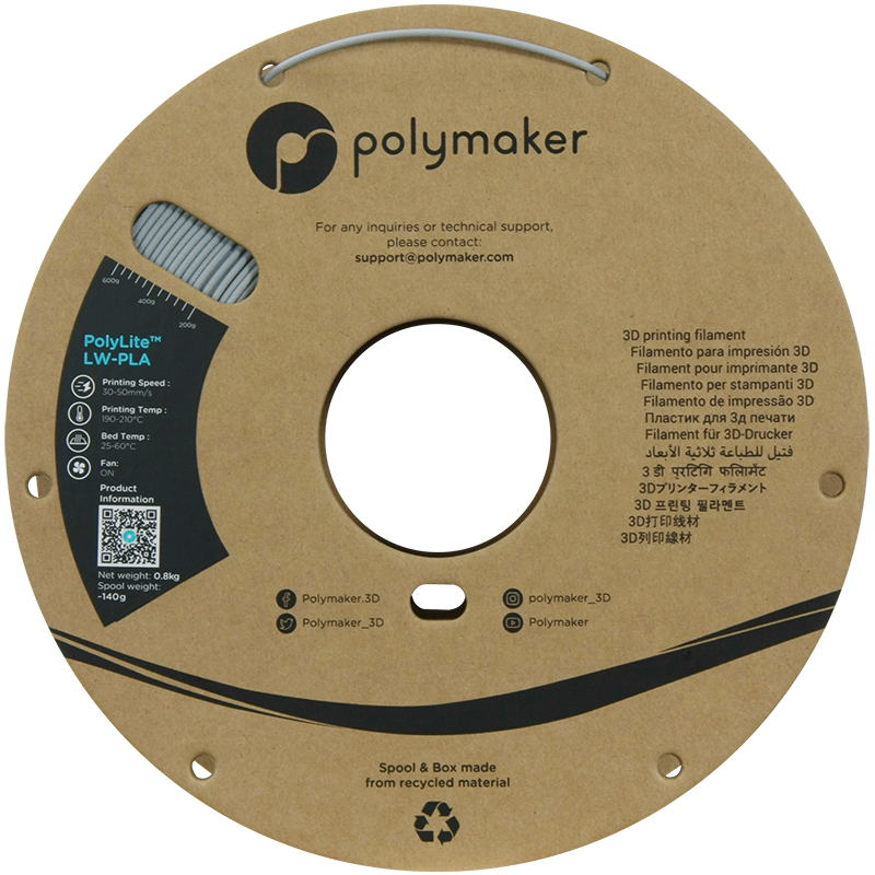 PolyLite™ LW-PLA 800g - Grey