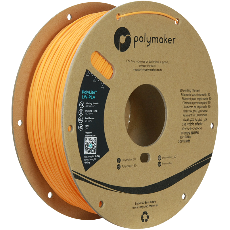 PolyLite™ LW-PLA 800g - Bright Orange