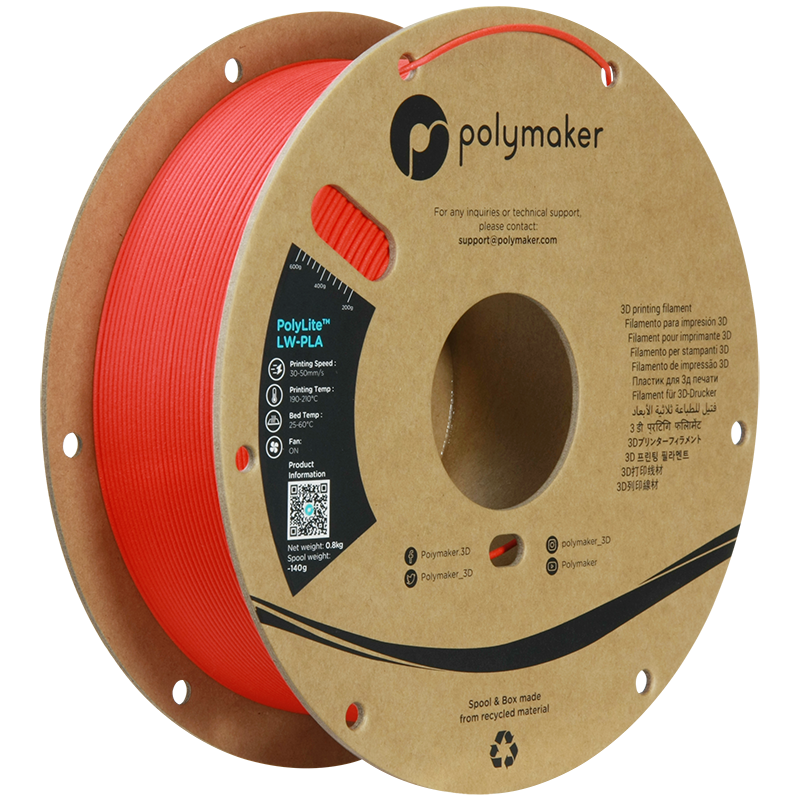 PolyLite™ LW-PLA 800g - Bright Red