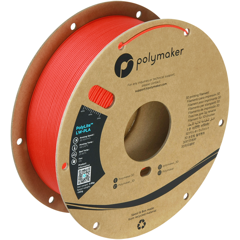 PolyLite™ LW-PLA 800g - Bright Red