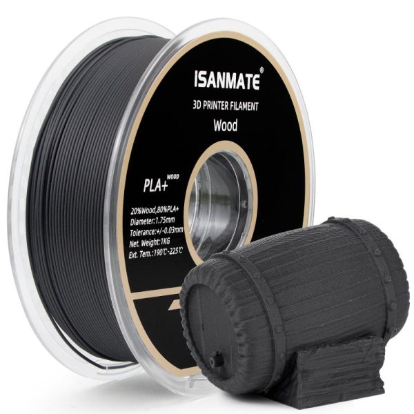 iSANMATE PLA+ BLACK EBONY WOOD-2 1.75mm Filament 1kg roll