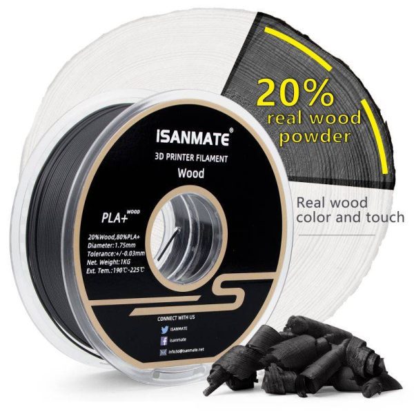 iSANMATE PLA+ BLACK EBONY WOOD-2 1.75mm Filament 1kg roll