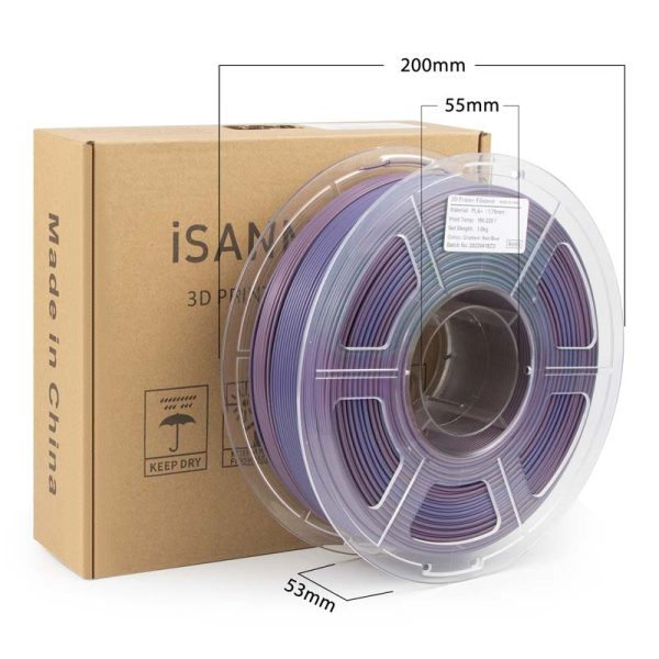 iSANMATE PLA+ RED & BLUE MATTE GRADIENT 1.75mm Filament 1kg roll