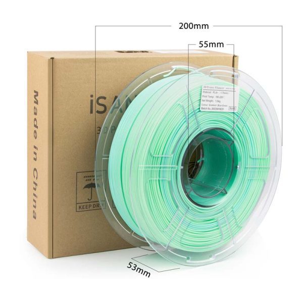 iSANMATE PLA+ BLUE & GREEN MATTE GRADIENT 1.75mm Filament 1kg roll