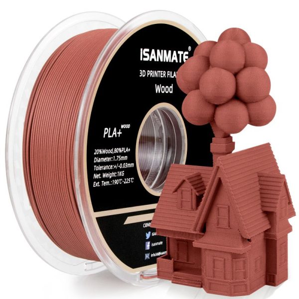 iSANMATE PLA+ ROSE RED WOOD 1.75mm Filament 1kg roll