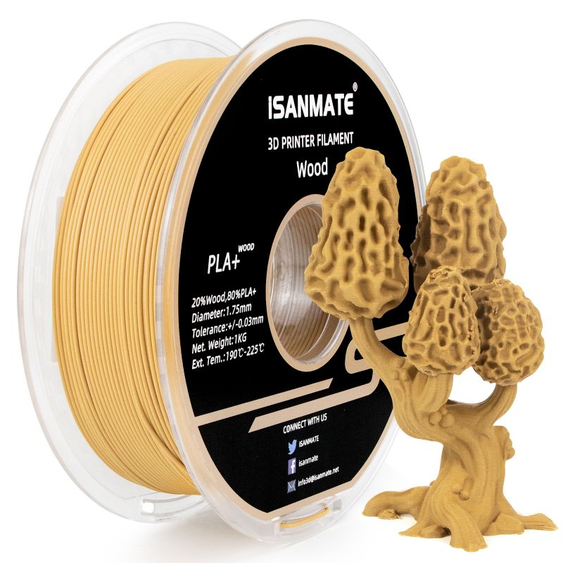 iSANMATE PLA+ BOX WOOD 1.75mm Filament 1kg roll