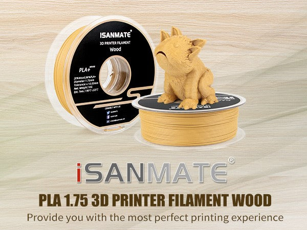 iSANMATE PLA+ BOX WOOD 1.75mm Filament 1kg roll