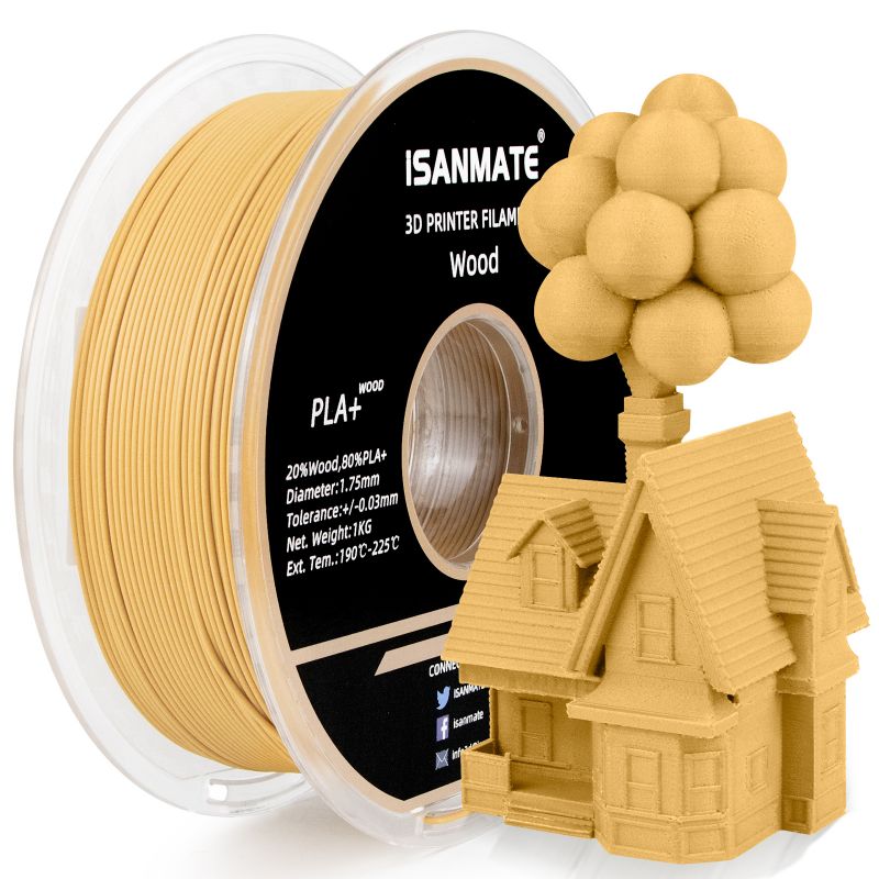 iSANMATE PLA+ BOX WOOD 1.75mm Filament 1kg roll