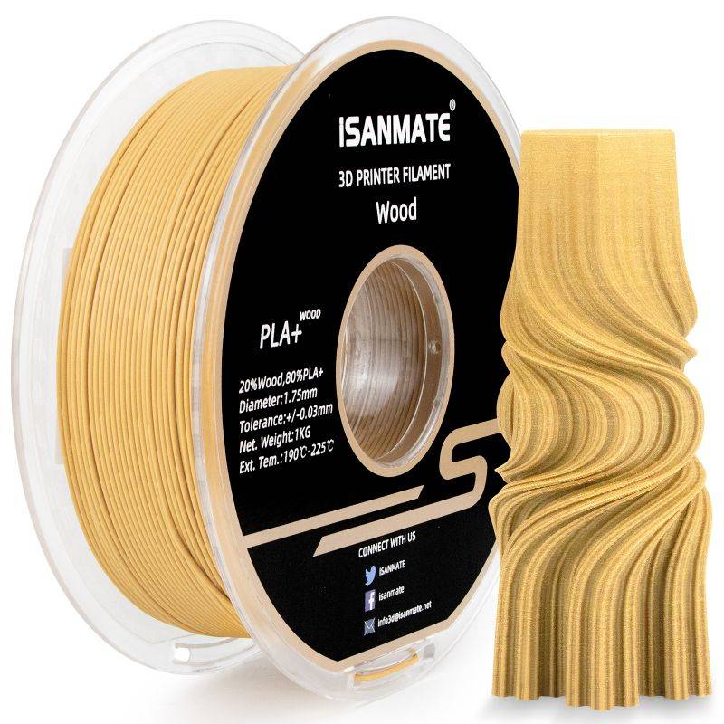 iSANMATE PLA+ BOX WOOD 1.75mm Filament 1kg roll