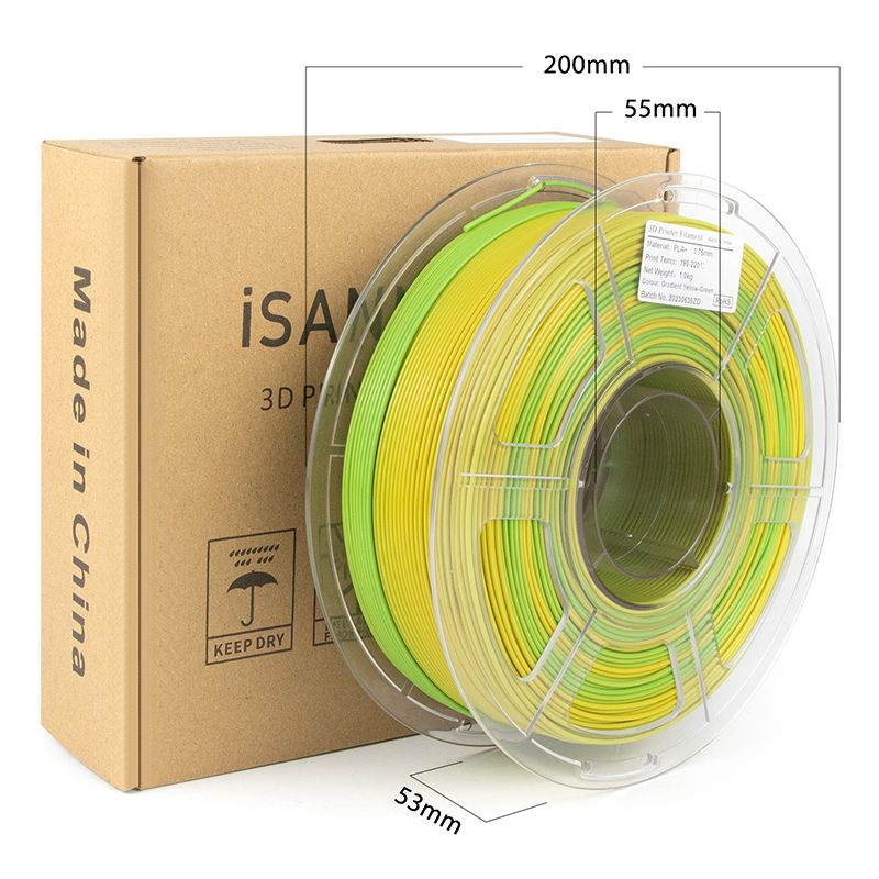 iSANMATE PLA+ YELLOW - GREEN MATTE GRADIENT 1.75mm Filament 1kg roll