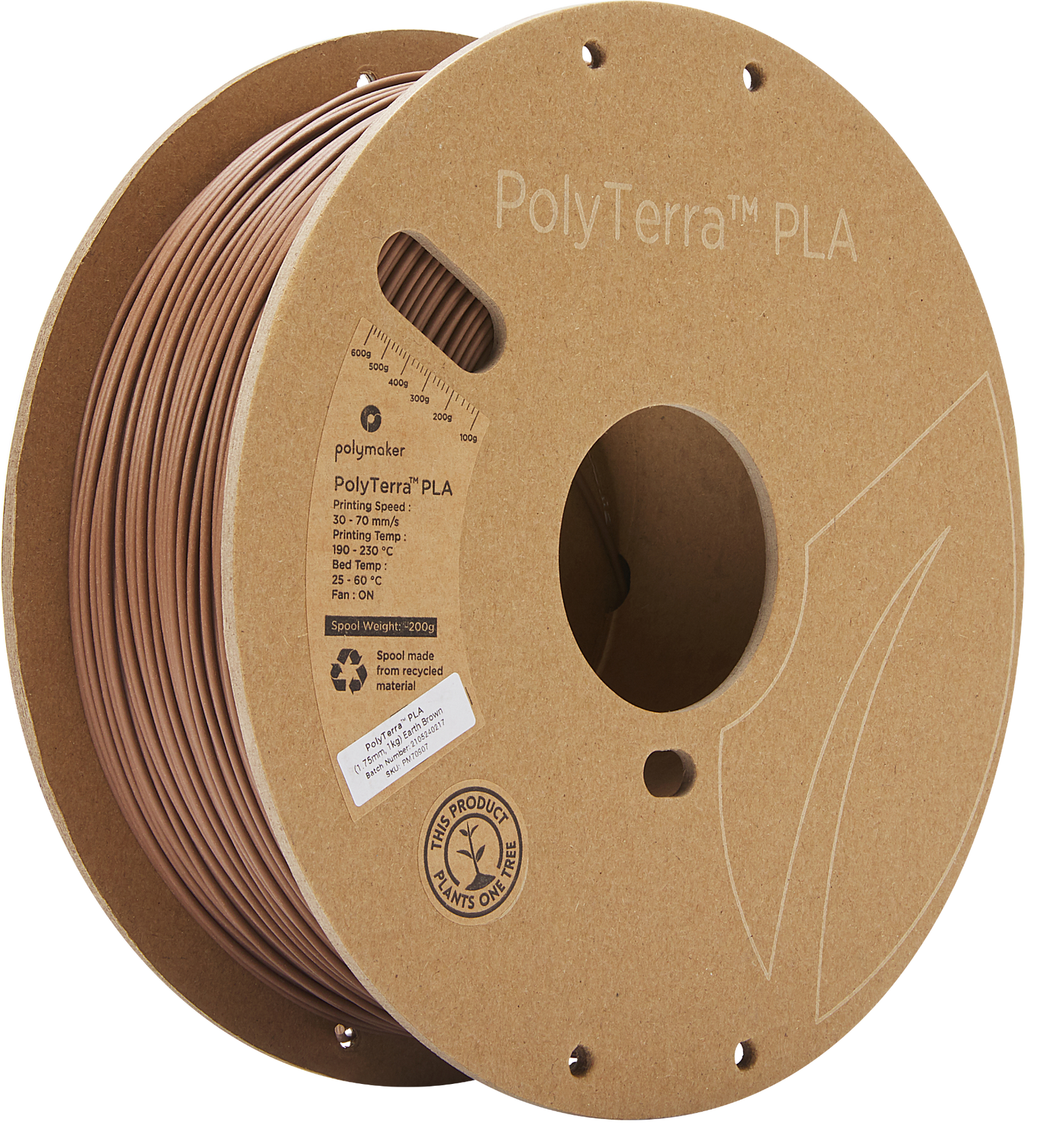 PolyTerra PLA Regular 1kg - Earth Brown