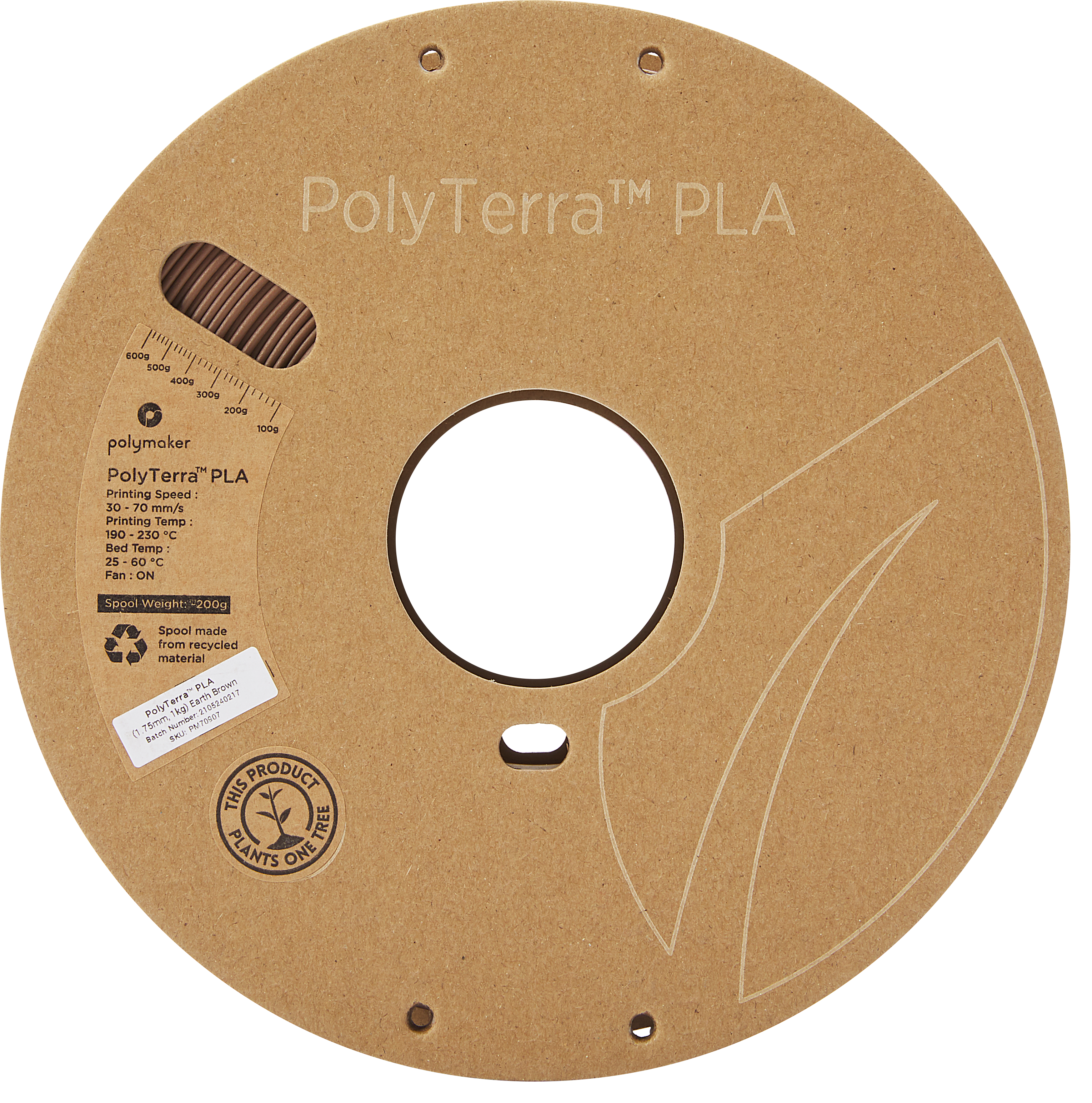 PolyTerra PLA Regular 1kg - Earth Brown