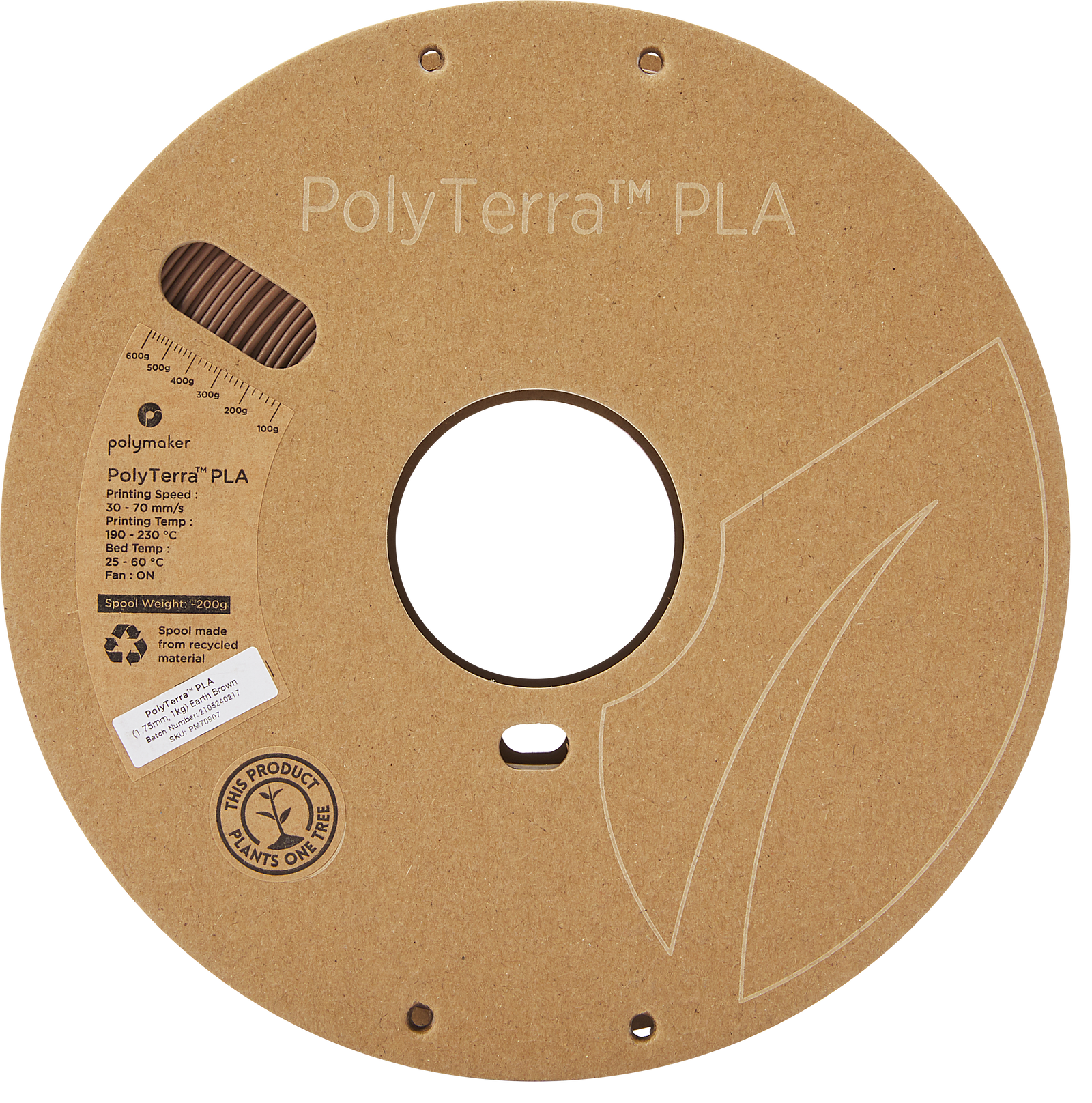 PolyTerra PLA Regular 1kg - Earth Brown