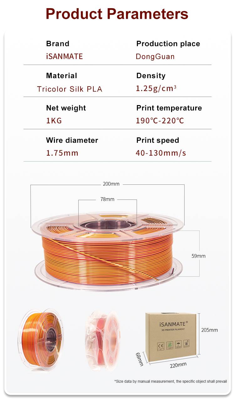 iSANMATE  Silk Red-Gold-Black Pla multi colour 1.75mm Filament 1kg roll