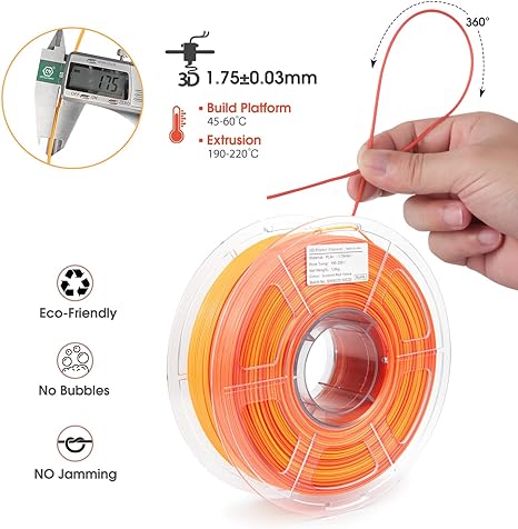 iSANMATE PLA+ RED - ORANGE MATTE GRADIENT 1.75mm Filament 1kg roll