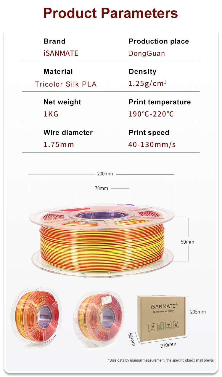 iSANMATE  Silk Red-Yellow-Blue Pla multi colour 1.75mm Filament 1kg roll